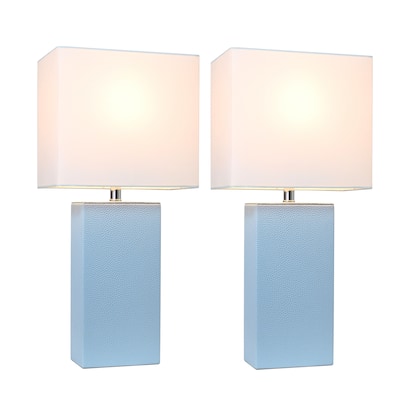 Fairway Periwinkle Leather Table Lamps (Set of 2)