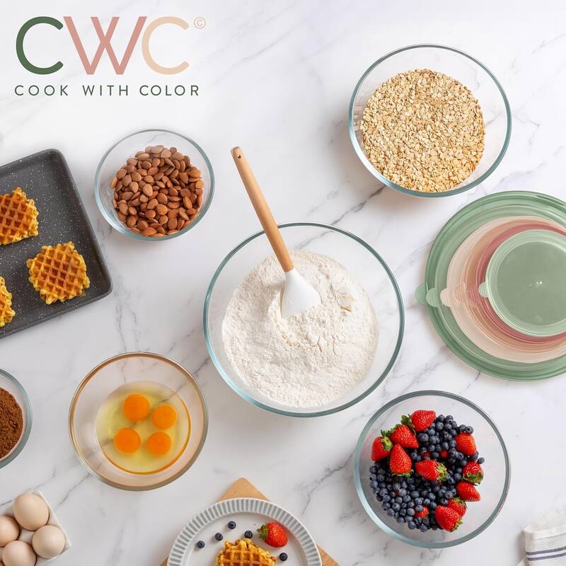 COOK WITH COLOR 12 Pc Glass Nesting Mixing Bowl Set with Lids for Cooking and Prep