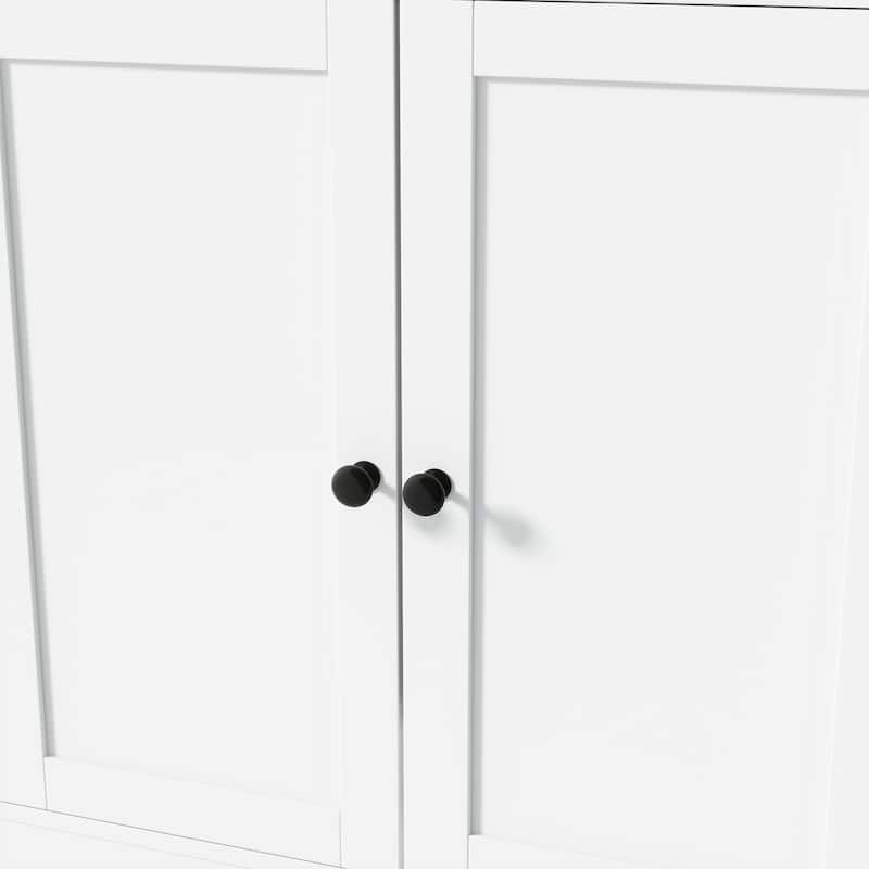 Roomfitters Traditional Buffet with Hutch, 52.8" Freestanding Kitchen Pantry Cabinet with Pull-Out Side Cabinet and Storage