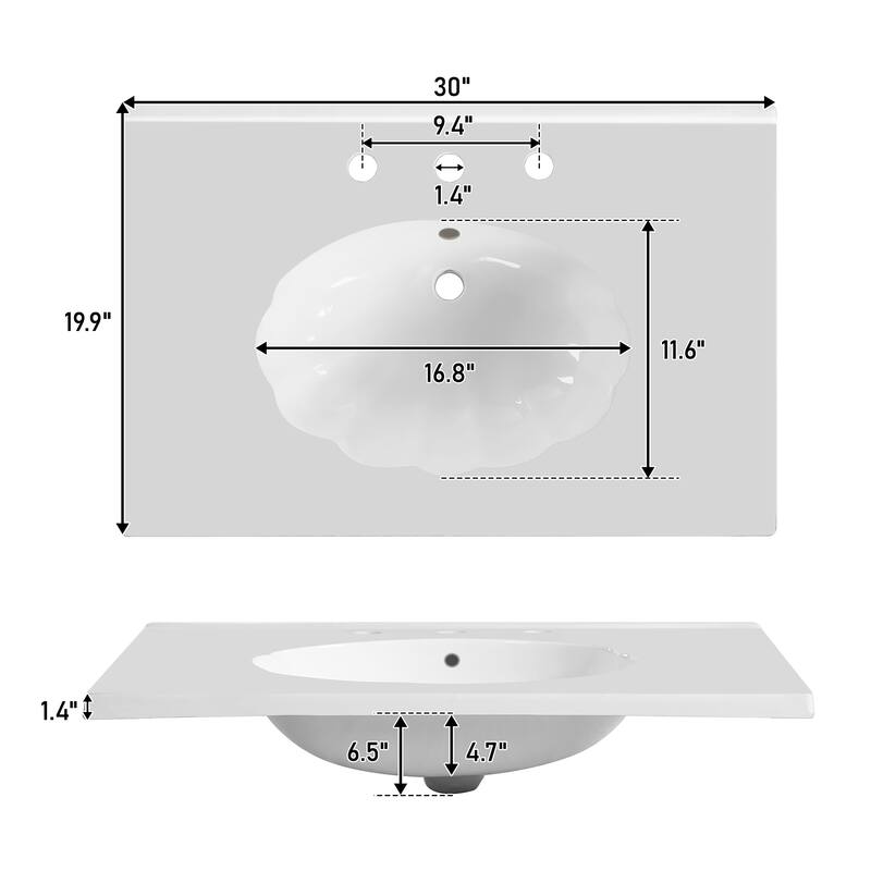 Bathroom Vanity with Resin Sink, Freestanding Bathroom Vanity Set, Bathroom Cabinet with Soft-Close Doors & Flip-Up Storage
