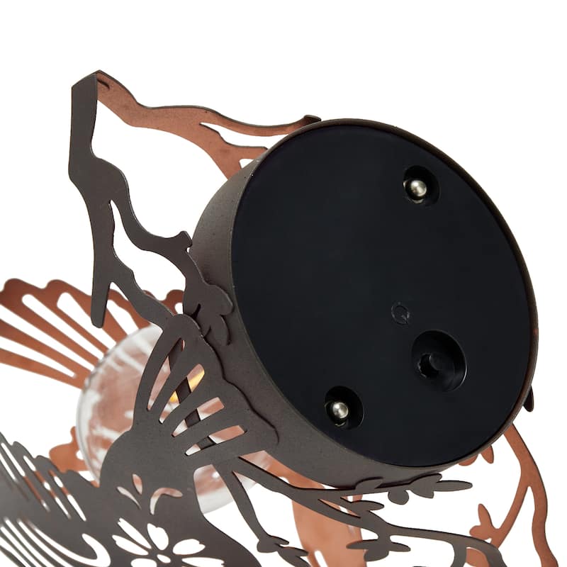 Glitzhome Outdoor Metal Hummingbird Cutout Solar Lantern with Bulb Waterproof