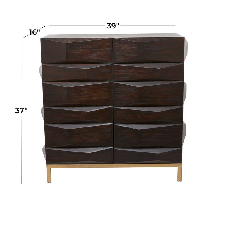 Brown Wooden 1 Shelf and 2 Doors Geometric Cabinet