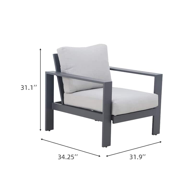 3-Piece Outdoor Patio Bistro Set with Gray Cushions