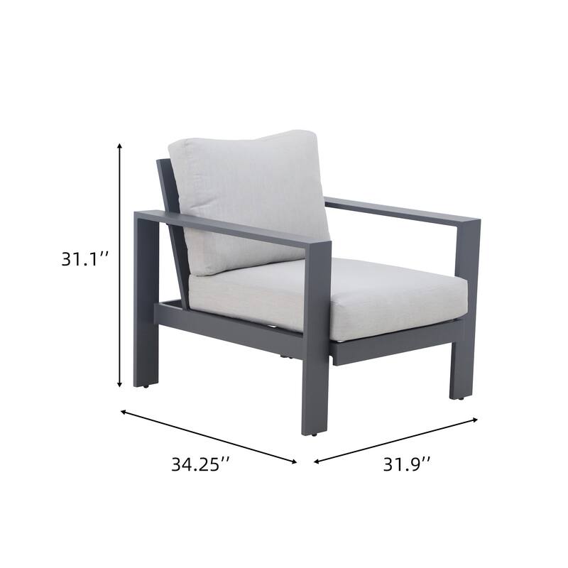 5-Piece Outdoor Patio Conversation Set with Gray Cushions