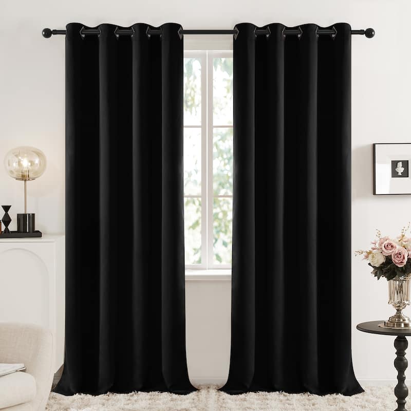 Deconovo Square Grommet Curtain Panel Pair(2 Panel) - 52x63 - Black