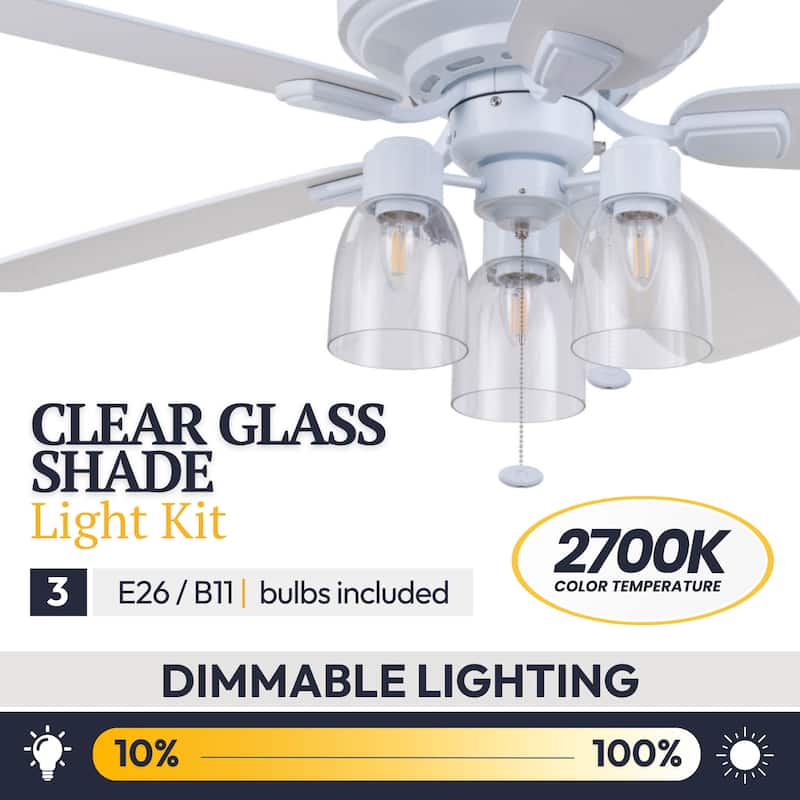 52" Prominence Home Magonia Indoor Traditional Farmhouse Ceiling Fan with Pull Chains, Dry-Rated