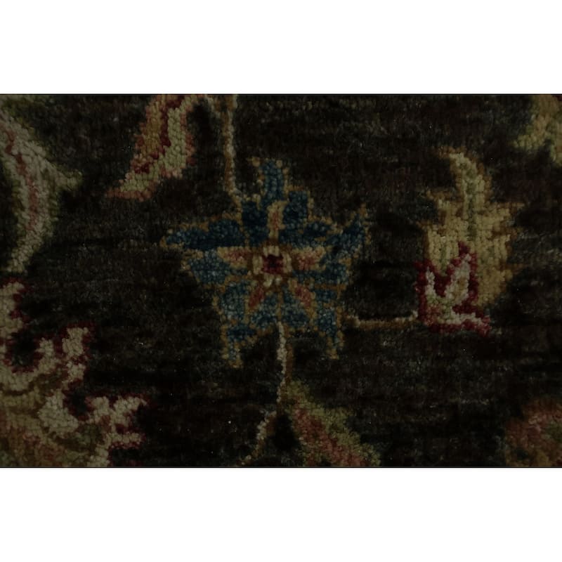 Hand Knotted Oriental 100% Wool Carpet Traditional All-Over Black Peshawar Area Rug - 9' 0'' X 6' 2''
