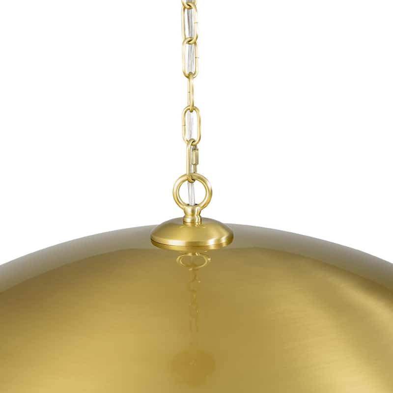 1-Light Black Gold Oversized Metal Dome Pendant Light - 27in