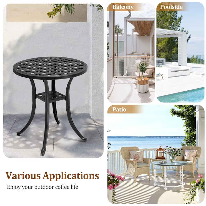 Pellebant Outdoor Lounge Chair Aluminum Adjustable Backrest with side table