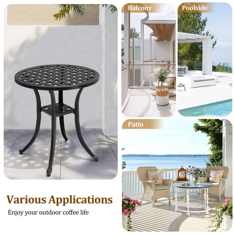 Pellebant Outdoor Patio Side Table Round Cast Aluminum End Table - Dia.19.1 inches * 20.9 inches high