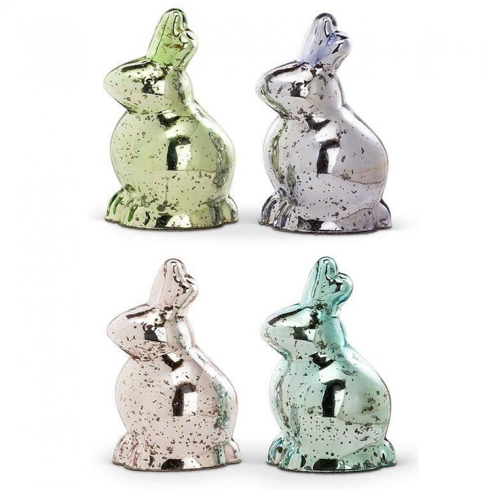 Set Of 4 Assorted Colors Sitting Rabbit Figurine