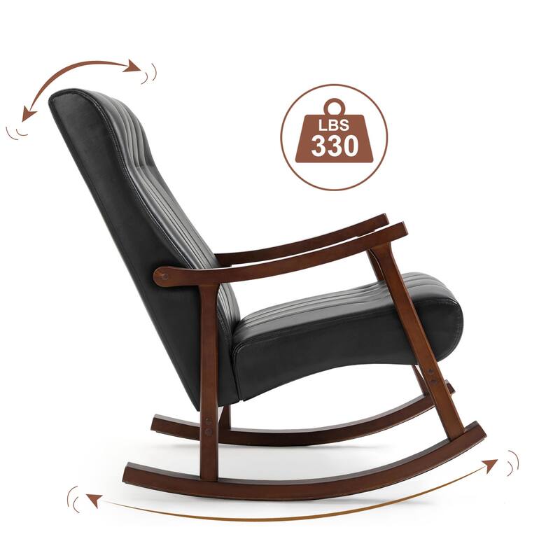 AVAWING Upholstered Rocking Chair Modern High Back Armchair Set of 2