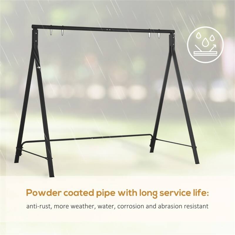 Rotating Hammock Steel Swing Stand with Stable A-Frame Design and Spring Buckle for Porch Balcony or Garden