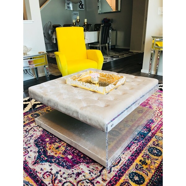 Massimo tufted velvet square ottoman clearance