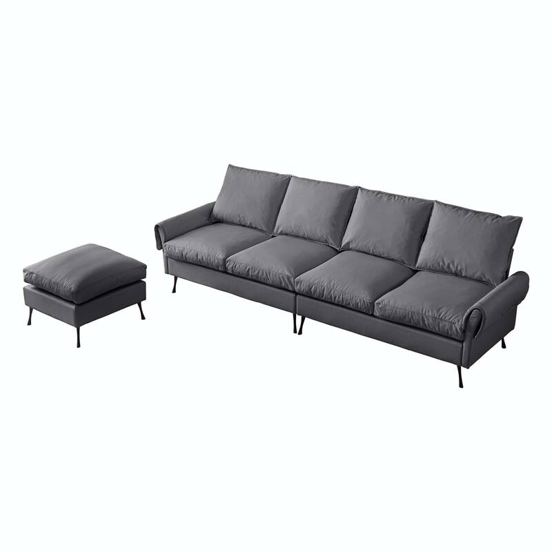 104.5"Modern Technical leather L-Shaped Sofa with Ottoman