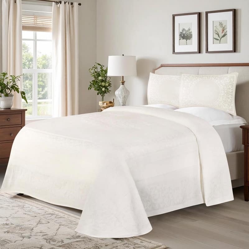 Superior Cotton Blend Oversized Vintage Floral Scroll Bedspread Set