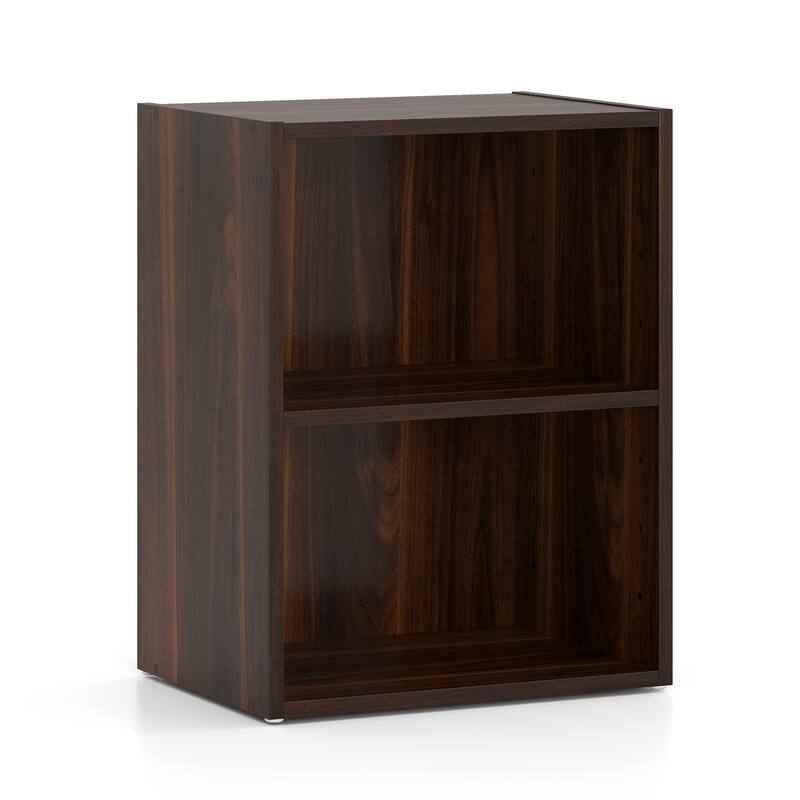 Gymax 2-Cube Bookcase Cube Storage Organizer w/ Adjustable Walnut - 17''x11.5''x21.5''