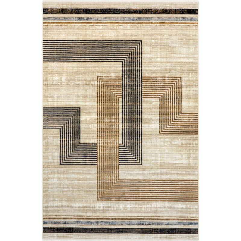 Nuloom Aline Contemporary Striped Fringe Area Rug