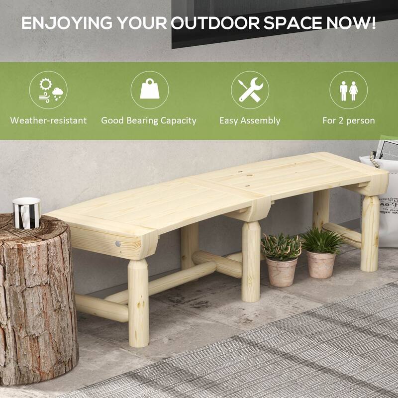 Wooden Garden Bench, Semicircular Round Outdoor Bench Leisure Bench Entry Footrest Bench, Decorative Bench for Living Room
