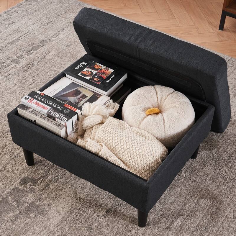 Living Room Upholstered Chair with Ottoman Set,Single Sofa with Cup Holders and Ottoman Storage