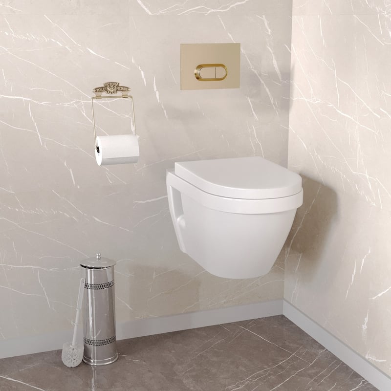 Chrome Plated Freestanding Toilet Brush Holder 15" X 5"