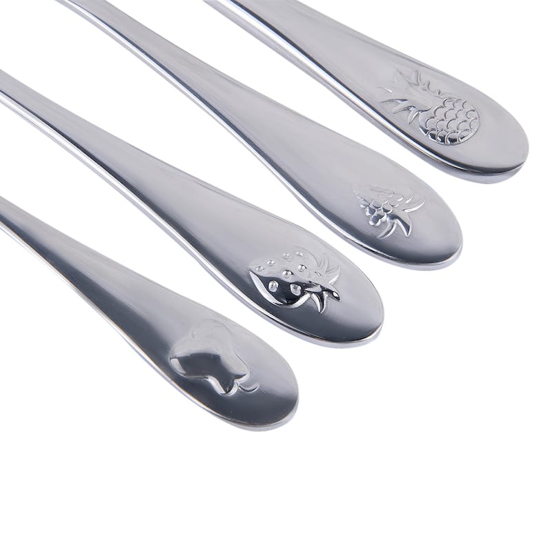 Fruits and Berries Stainless Steel Kid's Flatware Set of 4 - 7"