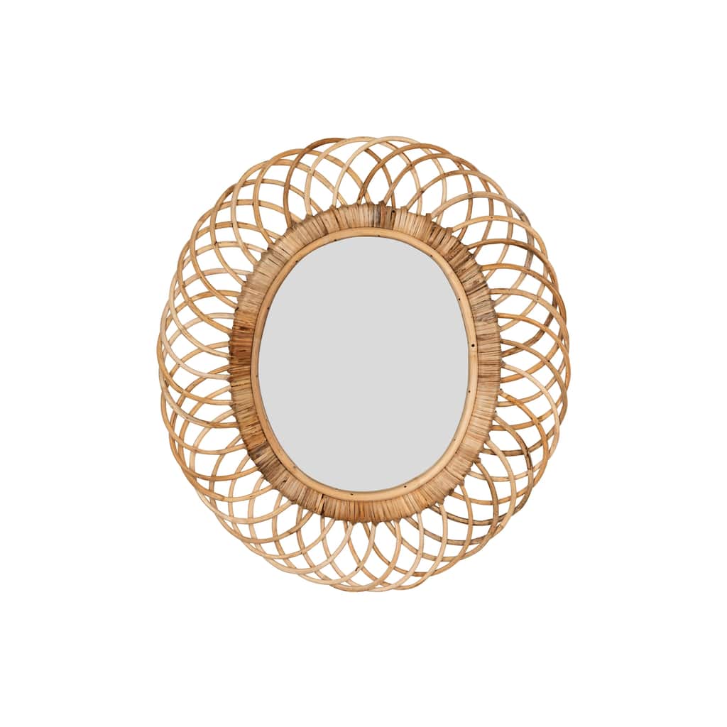 Oval Woven Bamboo Wall Mirror - Natural