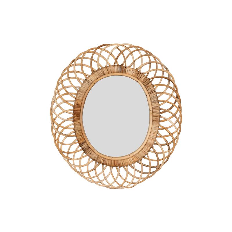 Oval Woven Bamboo Wall Mirror - Natural