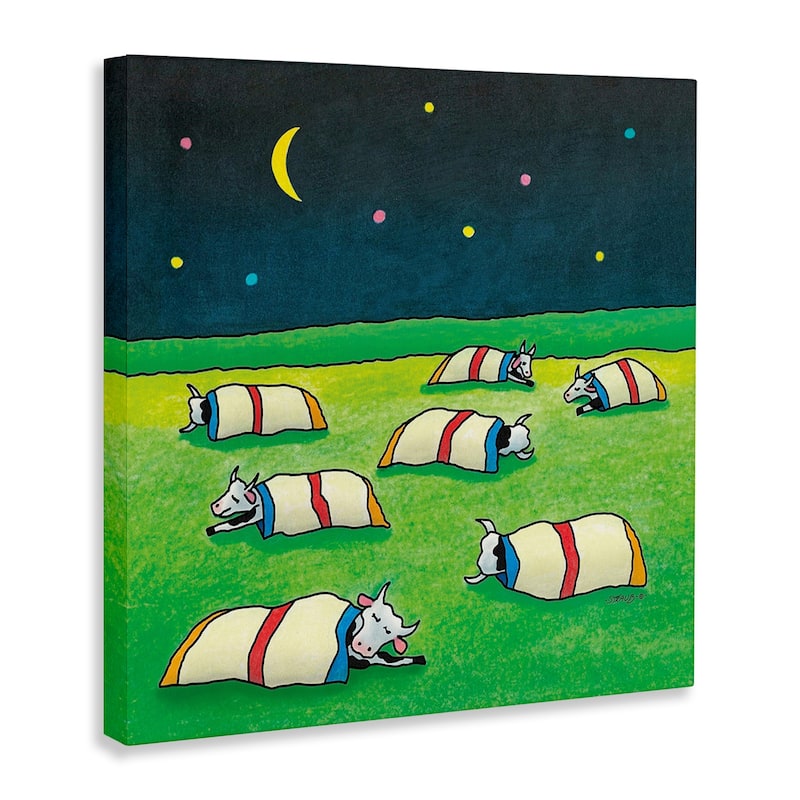 Stupell Pasture Cows Bedtime Canvas Wall Art Design By Roger Straub