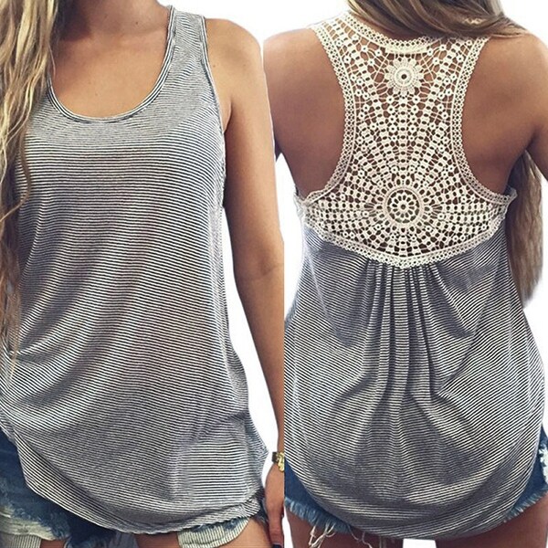 Women Summer Lace Tank Top Sleeveless Blouse