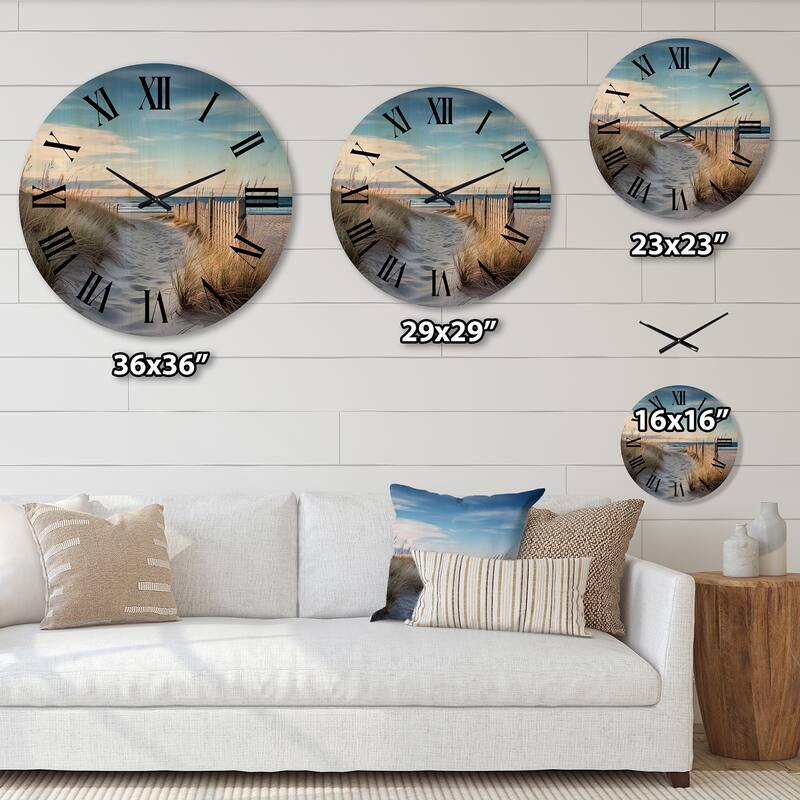 Designart "Path To The Beach II" Nautical & Beach Oversized Wood Wall Clock