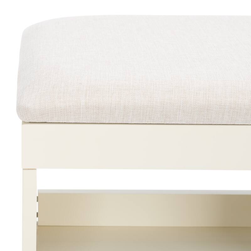 SAFAVIEH Cricket Mid-Century Modern Open Shelf Storage Bench with Cushion