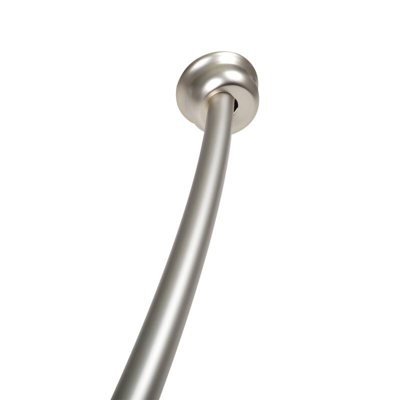 Utopia Alley Rustproof Wall Mounted Single Curved Shower Rod, Aluminum, adjustable from 45" to 72" Wide, Brushed Nickel