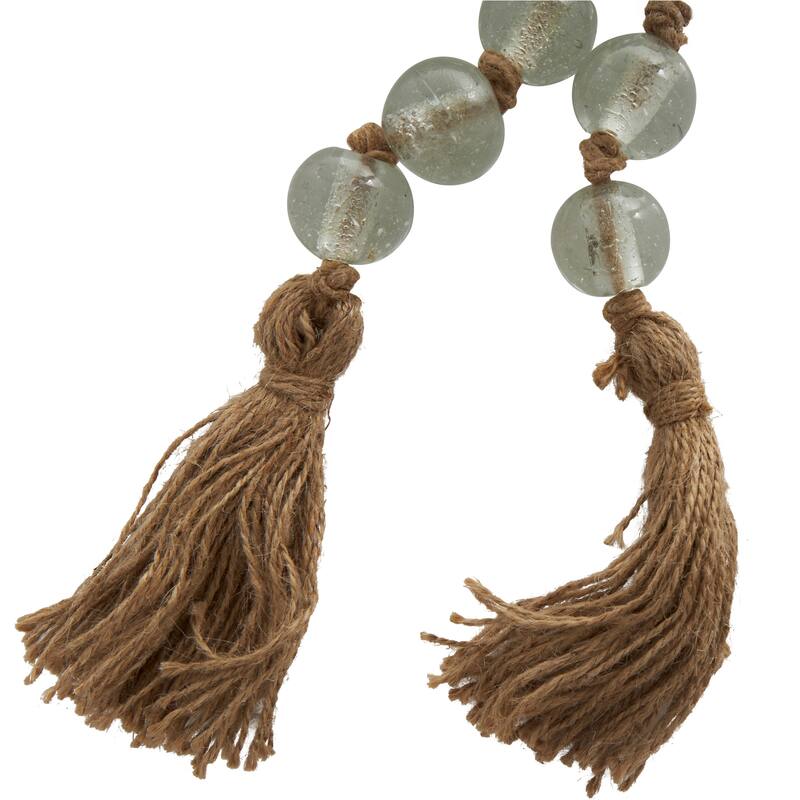 Glass Handmade Round Beaded Garland with Tassel with Knotted Brown Jute - Roche River Decor