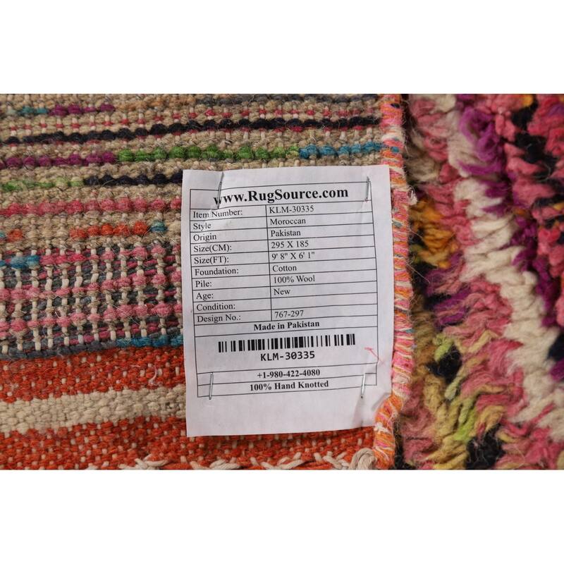 Trellis Plush Moroccan Oriental Area Rug Hand-Knotted Wool Carpet - 6'1" x 9'8"