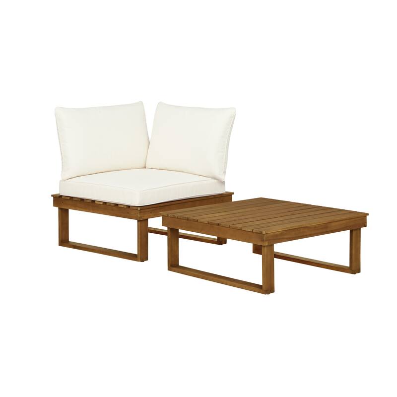 Fisher Acacia Wood Outdoor 2-PIece Table/Corner Chair Set