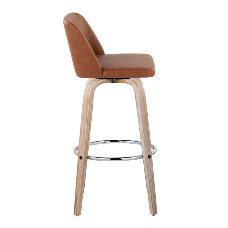 The Gray Barn Vallberga 30" Fixed-Height Bar Stool with White Washed Wood Base (Set of 2)