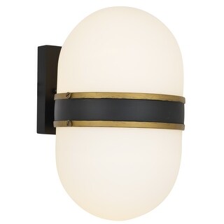 Designer Brian Patrick Flynn's Capsule 2 Light Matte Black & Textured Gold Wall Mount - 8'' W x 13.25'' H x 9.25'' D