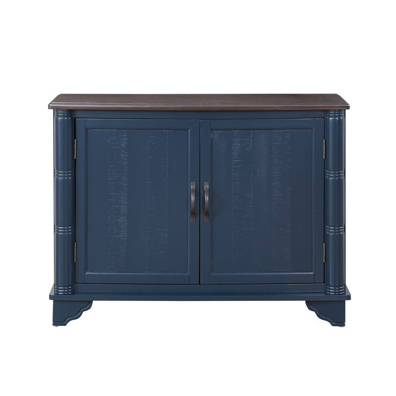 Retro Style Accent Storage Cabinet with Adjustable Shelves,Wood Grain Texture
