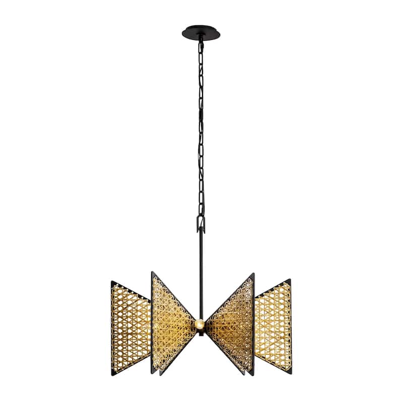 Machina 6-Light Hand-Woven Rattan Chandelier - Matte Black/Sulihiya