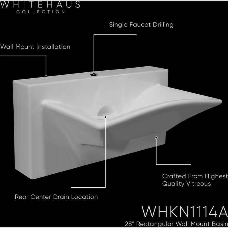 Whitehaus Isabella 27-7/8" Rectangular Porcelain Wall Mounted Bathroom