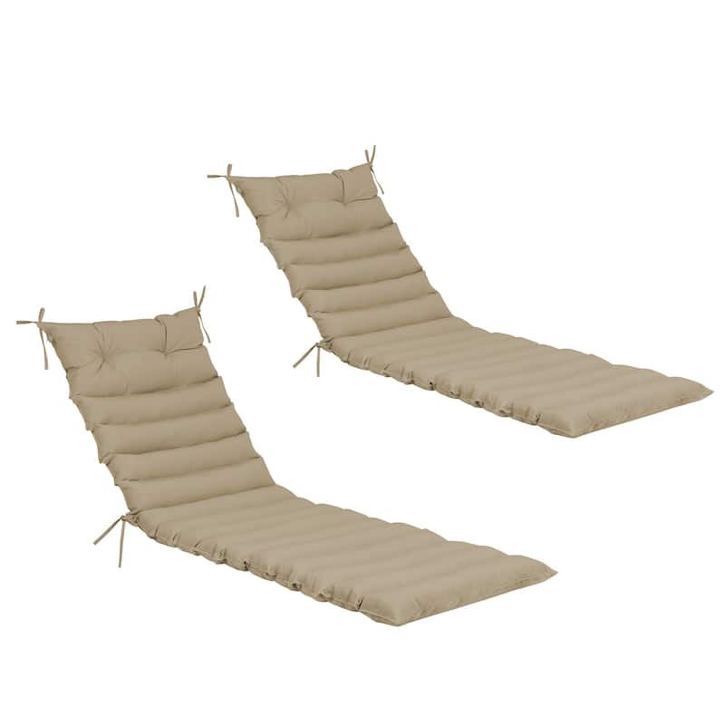 NEW 2PCS Set Outdoor Lounge Chair Cushion Replacement Patio Funiture Seat Cushion Chaise Lounge Cushion - khaki