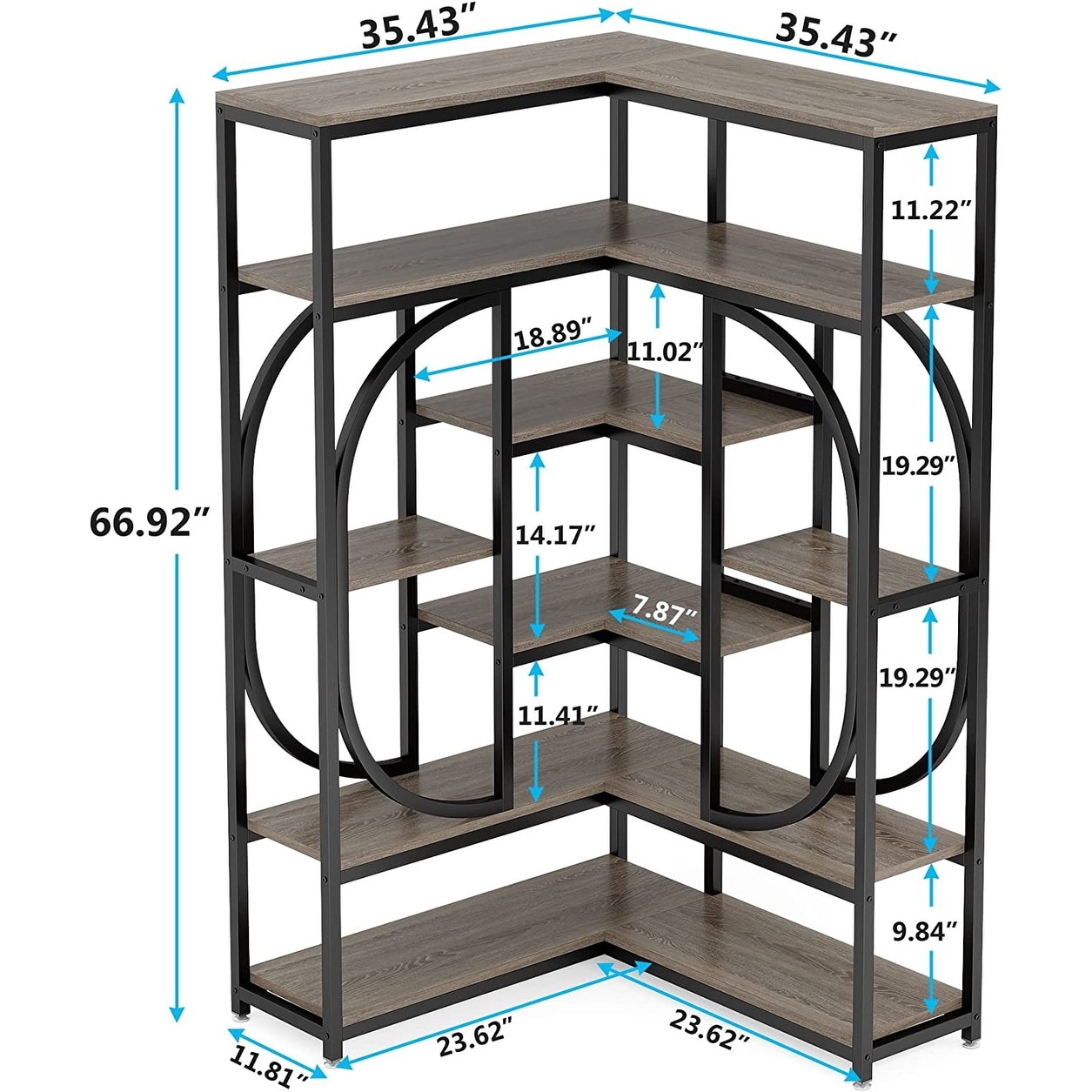7-tier L-shaped Corner Bookshelf Bookcase - On Sale - Overstock