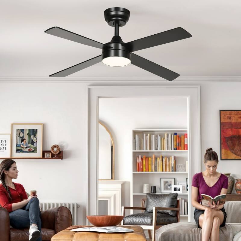 48 Inch 4 Blades Ceiling Fans with Light and Remote Control & App Control
