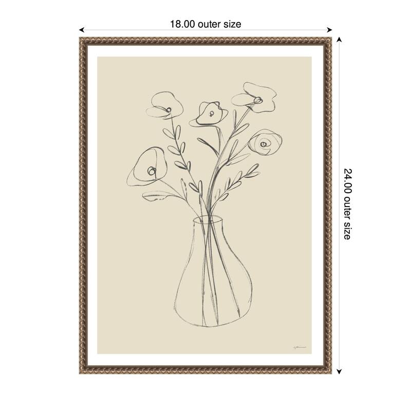 Kate and Laurel Floral Vase by Gabrielly Guedes Framed Canvas Wall Art Print