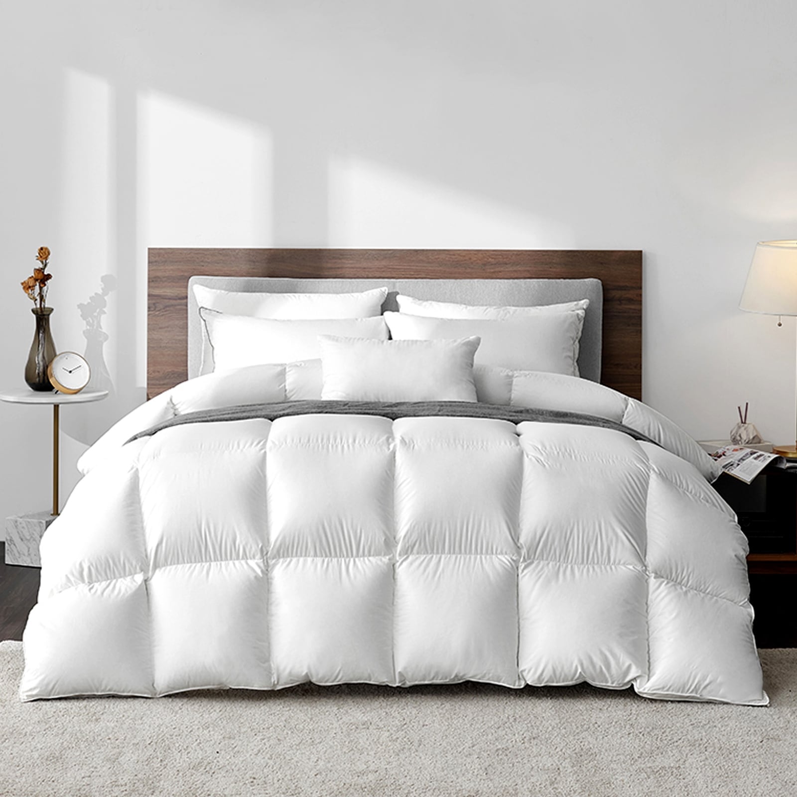 Highland Feather 850 Loft Hungarian White Goose Down Duvet/Comforter 500TC Casing with Corner Ties