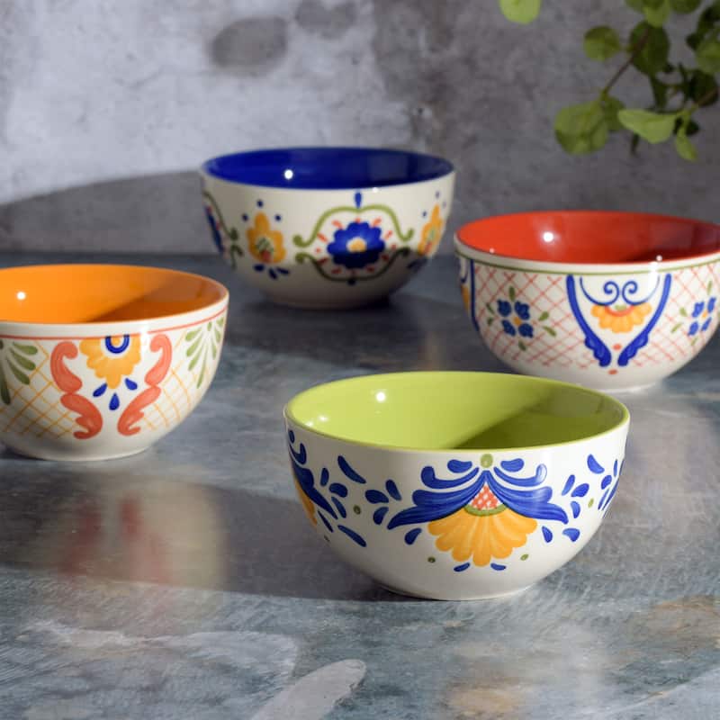 Laurie Gates Tierra 4 Piece 6 Inch Stoneware Cereal Bowl Set in Assorted Designs