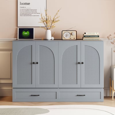 Full Size Murphy Bed with Large Drawers, Gray