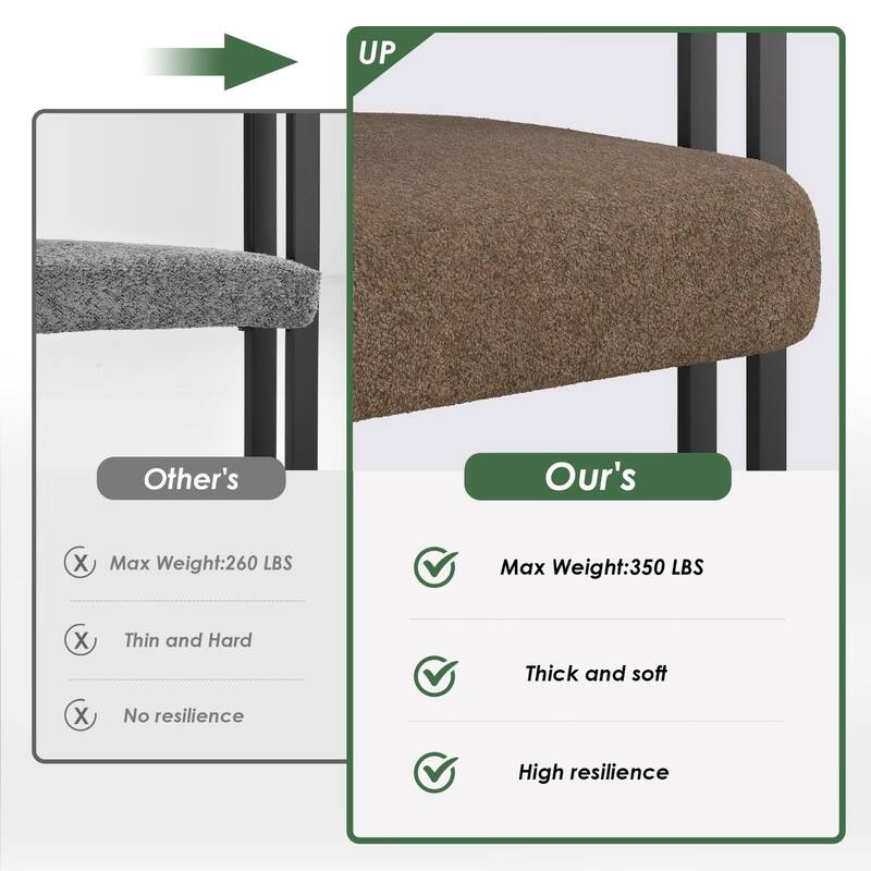 Upholstered Dining Arm Chairs with Metal Frame, Cushioned Seat & Back (Set of 2)