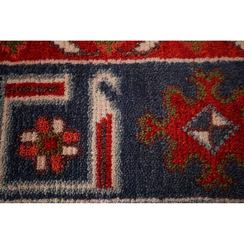 Geometric Kazak Indian Area Rug Handmade Wool Carpet - 4'0"x 5'11"